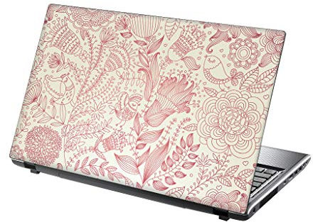 TaylorHe 15.6 inch 15 inch Laptop Skin Vinyl Decal with Colorful Patterns and Leather Effect Laminate MADE IN BRITAIN Pink Flowers