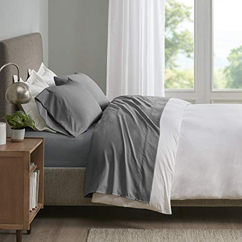 Sleep Philosophy Smart Cool Kühlbettlaken-Set, Mikrofaser, feuchtigkeitsableitend, atmungsaktiv, 4-teilig, Cal King Size, Grau (SHET20-964)