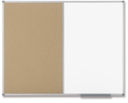 Nobo 538367 Classic Kombitafel mit Aluminiumrahmen (Kork/magnethaftendes Whiteboard, 60 x 90 cm) weiß/braun