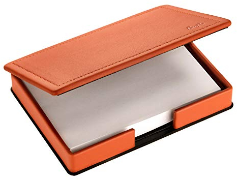 Läufer 39418 Scala Zettelkasten, naturgenarbtes Rindsleder, cognac, Handgefertigt aus Echtleder in Deutschland, Zettelbox aus Leder