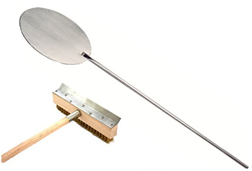 Pizzaofenschaber mit Bürste + Pizzaschaufel Edelstahl Ø 20 cm 170 cm