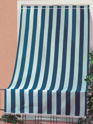 TENDA DA SOLE IN COTONE E POLIESTERE DA ESTERNO BLU RIGATO 140X250 CM