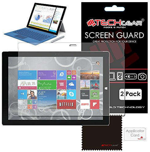 TECHGEAR [Pack of 2] ANTI GLARE Screen Protectors for Microsoft Surface Pro 3 (12.0 Inch Windows 8.1 Pro Tablet) - MATTE Screen Protector Guard Covers With Screen Cleaning Cloth & Application Card