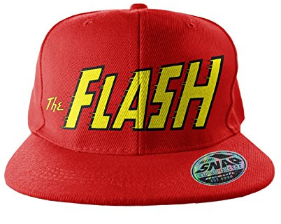 Officially Licensed Merchandise The Flash Text Logo Embroidered Adjustable Size Snapback Cap (RED)