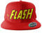 Officially Licensed Merchandise The Flash Text Logo Embroidered Adjustable Size Snapback Cap (RED)