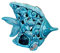 Keyhomestore- Decorazione in Ceramica a forma di Pesce con Cresta Turchese portacandela in Ceramica Design Mare soprammobile casa Mare - Lunghezza cm 37. soprammobile