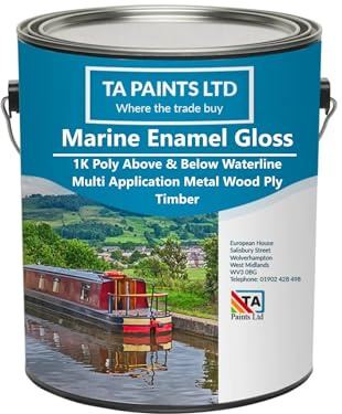 T A Paints Ltd Marine Boat & Barge Paint Multi Purpose Marine Gloss Paint Wood Metal Above Below Waterline Cruisers Canal Barge Narrow Boats (2.5 Litre, BS 00 A 05, Goosewing Grey)