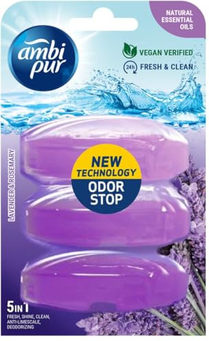 AMBI PUR 6 x 3 flüssige WC-Steine Nachfüller 3 x 55 ml - Lavenda & Rosmarin