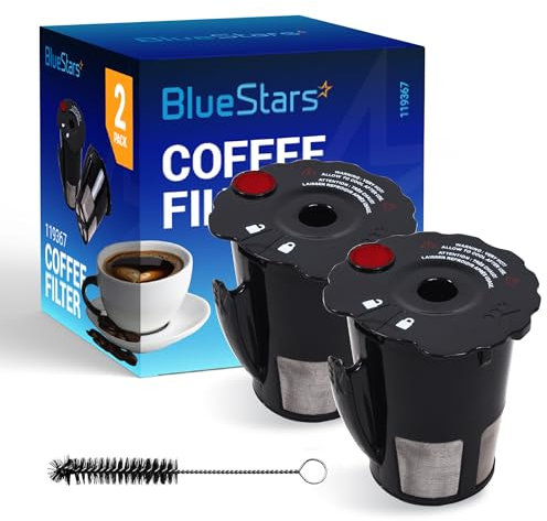 BlueStars 119367 Lot de 2 filtres à café réutilisables pour cafetières Keurig K-cup 2.0 - Modèle K200 K250 K300 K350 K400 K450 K460 K475 K460 K460 K500 K550