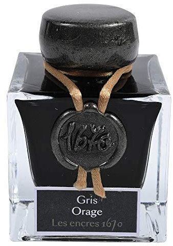 Jacques Herbin - Ref 15009JT - Ink for Fountain Pens & Rollerball Pens - Gris Orage / Stormy Grey - 50ml Bottle - '1670' Jacques Herbin Prestige Collection - Grey-Coloured Ink