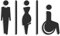 Signs - Geprägt Toilette türschild SA112 wc schilder selbstklebend, Damen Herren Behindert Aufkleber, Mann Frau Rollstuhlfahrer Badezimmer (3 Symbole Ihrer Wahl, Schwarz)