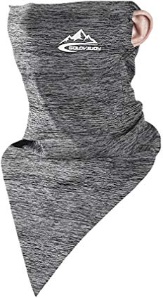 JK Home Multifunktionale nahtloses Dreieckstuch, tragbar als Stirnband, Schal, Sturmhaube, Maske, Kopfbedeckung, Bandana, Halstuch, Schlauchschal, für Männer und Frauen S Grau - Ohrschlaufe