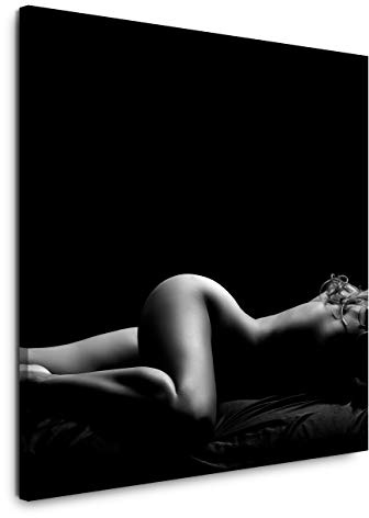 EAUZONE GmbH Nackte Frau im Bett 90x90cm Wandbild auf Leinwand, Kunstdruck Moderne Bilder