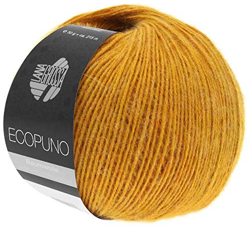 LANA GROSSA Ecopuno | Edle Netzgarnstruktur aus Baumwolle gefüllt mit Merino/Alpaka | Handstrickgarn aus 17% Schurwolle & 11% Alpaka Wolle | 50g Wolle zum Stricken & Häkeln | 215m Garn FB 33