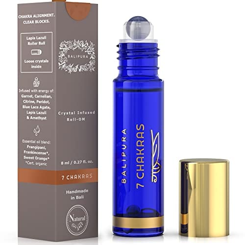 BALIPURA – Roll-On mit ätherischen Orangenölen it 7 Chakra – ätherisches Muskatellersalbeiöl – Roll-On mit Weihrauchöl – Wellness-Geschenke für Frauen – ätherische Ölmischungen