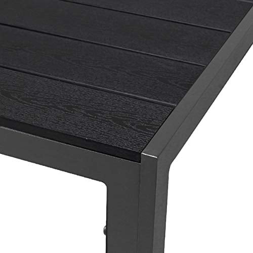 FineHome Aluminium WPC Gartentisch Esstisch Gartenmöbel anthrazit/schwarz Tisch Holzimitat wetterfest 160x90x74cm