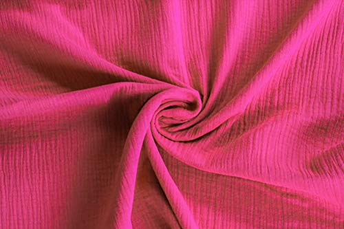 50x130cm Musselin Stoff uni Oeko-Tex zertifiziert Meterware Mulltuch Baumwolle, Farbe:pink