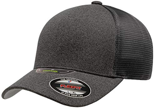 Flexfit Unisex Melange Unipanel Trucker Cap Verschluss, dunkelgrau, L-XL