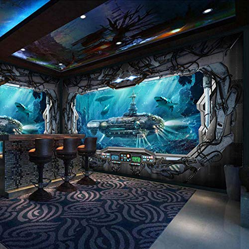 Foto Tapete Tiefsee-U-Boot-Hai 350X250Cm Vlies Tapeten Wandtapete Xxl Moderne Wanddeko Design Wand Dekoration Wohnzimmer Schlafzimmer Büro Flur Landschaft