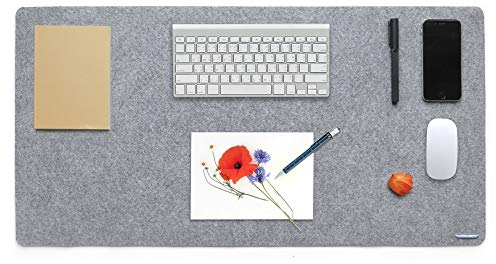Schreibunterlage Filz Schreibtischunterlage Antirutsch Filzunterlage Schreibtisch Tischunterlage Weich Filzmatte Schreibtischmatte für Büro und Zuhause - 80x40cm Hellgrau