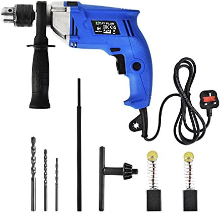 Corded Hammer Drill with 360° Rotating Handle 850W 13mm Chuck Variable Speed and Multifunction, Power 230V Pro Impact Drill for Wood Concrete Steel, 3000rpm Variable Speed Depth Gauge Chuck