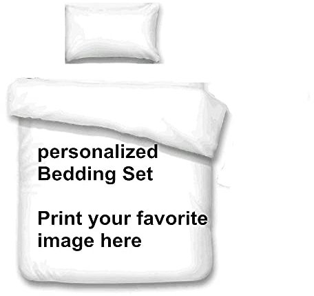 Personnalisé Photo Housse de Couette Microfibre, 1 Personne 140x200cm Enfant Bebe Customized Housse de Couette avec Taie d'oreiller, Personnalisée avec Texte Photo Parures de Lit (140_x_200cm)