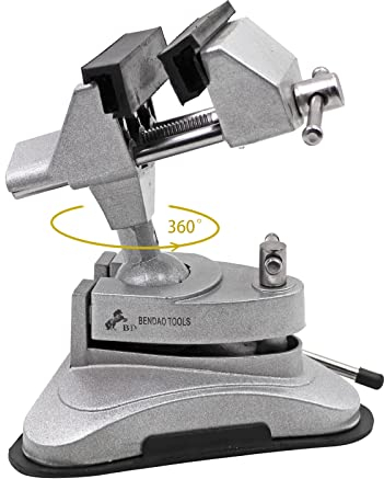 M.Z.A. Tornillo de banco portátil con base de vacío y cabezal giratorio de 360° y potente ventosa giratoria multiángulo para reparaciones de bricolaje, modelado, pintura y manualidades