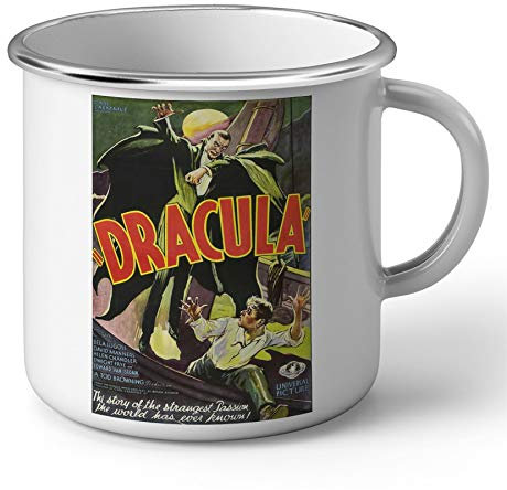 Fabulous Emaillierter Metallbecher 284ml Dracula Poster Vintage Film Hollywood Art Deco 30's