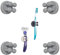 TECBULL® FUNNY HOOKS Zahnbürstenhalter, Rasierer Halter Dusche, Halterung ohne Bohren, Zahnbürstenhalterung selbstklebend (4x Grau)