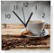 Wallario Design Wanduhr Heiße Tasse Kaffee mit Kaffeebohnen aus Aluverbund, Alu-Uhr Größe 30 x 30 cm, Schwarze Zeiger mit Metalloptik