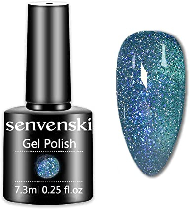 Senvenski Diamant Gel Nagellack Shellac Fantasie Sterne Glitzer Reflektierend Kristall Glänzend Starry UV LED Gift Set Kit Nagellack Kinder Mädchen (CS1-004)