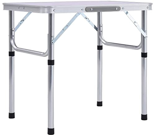 Gecheer Klapptisch Campingtisch Klappbar Gartentisch Balkontisch Reisetisch für Camping und Reisen, Höhenverstellbar, Weiß Aluminium 60x45 cm