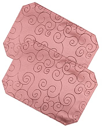 Haus und Deko 2er Platzset 35 x 50 cm Altrosa Tischset Struktur Damast Circle, bügelfrei fleckenabweisend Platzdeckchen, abwaschbar abwischbar Untersetzer Tischsets