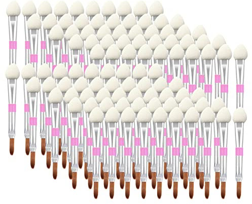 RoseFlower 2 en 1 pinceaux à paupières et à lèvres jetables 100pcs Brosse à lèvres jetable portable/Pinceau anti-cernes/Pinceau ombre à paupières pour appliquer uniformément sans perte # 4