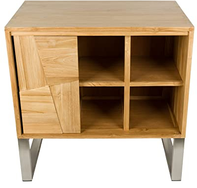wohnfreuden Waschtisch-Unterschrank 80 cm für Aufsatzwaschbecken Waschbecken-Unterschrank Teakholz Bad-Schrank Savanna