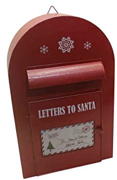 bigiemme Portalettere in Metallo Rosso 25 x 12 x 38 cm 8705 Cassetta Postale Natalizia Porta Lettere per Babbo Natale in Metallo Rosso per allestimenti vetrine o villaggi