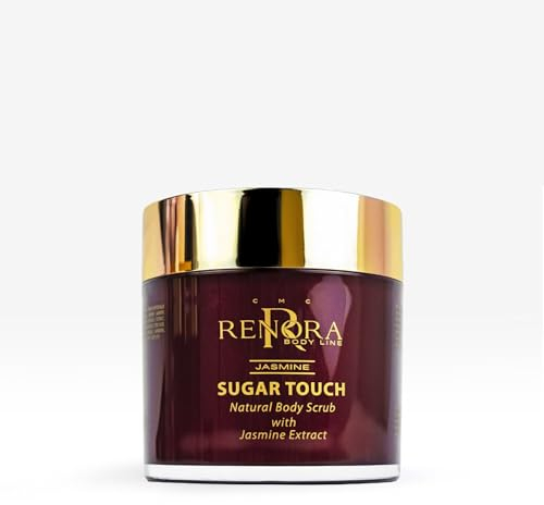 RENORA Body Scrub mit Mandelöl, Jasmin & Honig - 200ml natürliches Körperpeeling damen - Sanftes, feuchtigkeitsspendendes peeling körper für glatte, seidige Haut - Entfernt abgestorbene Hautzellen