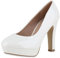 VAN HILL Damen Klassische Pumps Stiletto Schuhe Plateau Vorne Absatzschuhe Elegante Lack Abendschuhe 210697 Weiss Lack 40