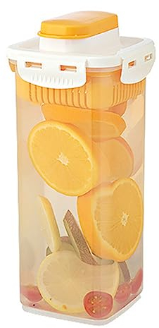 Pichet à jus d'été avec couvercle pour réfrigérateur, hermétique et étanche, facile à nettoyer, 9 x 9 x 26,5 cm, carafe en plastique recyclable de 1,7 litre pour lait, eau avec filtre