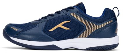 Hundred Court Star Non-Marking Professional Badminton Shoes for Mens (Navy/Gold, EU 45/UK 11/US 12) | X-Cushion Protection | Suitable for Indoor Tennis/Squash/Table Tennis/Basketball & Padel