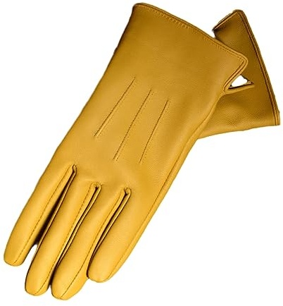 Wjnvfioo Warme und dicke Winterhandschuhe aus echtem Lammfell für Damen, kurze Outdoor-Handschuhe, Orange, 50