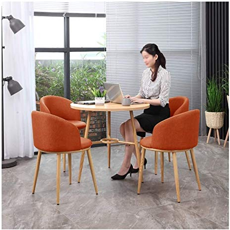 Moderner Konferenztisch, Business-Couchtisch, einfacher Tisch und Stuhl-Set, Büro-Lounge, Konferenzraum, Gast, Geschäftsempfang, Verhandlung, Massivholz, runder Tisch, modern (Farbe: Hellgra