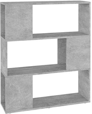 vidaXL Bücherregal Raumteiler mit 3 Fächern Standregal Aktenregal Raumtrenner Regal Wandregal Aufbewahrung Dekoregal Betongrau 80x24x94cm Holzwerkstoff