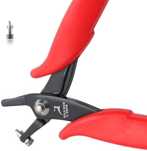 GOLD DEER 1.5mm Short-Jaw Metal Hole Punch Pliers With Replacement Pin - Precision Fine Tool for Soft Metals, Sheet Jewelry Making