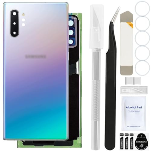 ZHUROUPU 14 PCS Akkudeckel Ersatz Back Glas Ersatz Reparatur Set für 10+ Plus mit professionellem Reparaturwerkzeug Kit (Aura White)- mit vorgeschnittenem Klebeband