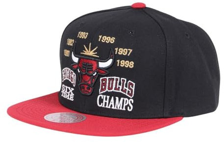 Mitchell & Ness Chicago Bulls Champ is Back Snapback Mütze für Herren, Schwarz, Chicago Bulls Black, Einheitsgröße