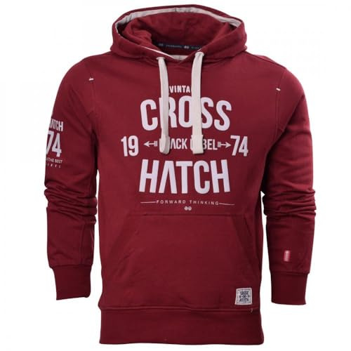 Crosshatch Men's Designer Fleece Pullover Hoodie Overhead Sweatshirt Red