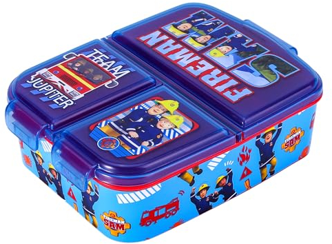 Zawadi Global Feuerwehrmann Sam Kinder-Lunchbox mit mehreren Fächern, rechteckig, für Schule, Reisen, Sandwich, Bento-Behälter, BPA-frei