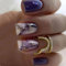 A N K Coffin Ballerina Tapered Press on Rainbow False Nails, Glossy Metallic Acrylic Nail False Tips Artificial Finger Manicure for Women (24 pcs blue purple gold nails)