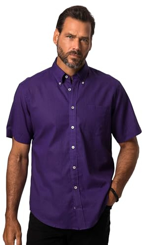 JP 1880 Herren große Größen Übergrößen Menswear L-8XL Leinenmix-Hemd, Halbarm, Buttondown-Kragen, Modern Fit veilchenlila XXL 782692744-XXL